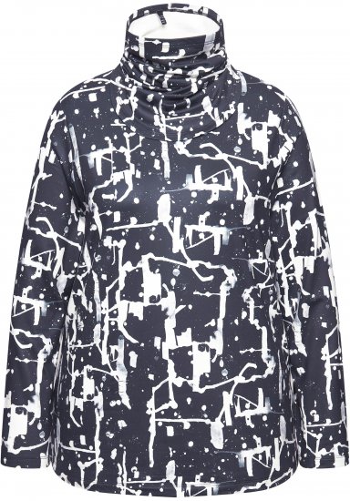 Ulla Popken Quick Drying Abstract Print Tee Black - Painetut T-paidat naisille - 