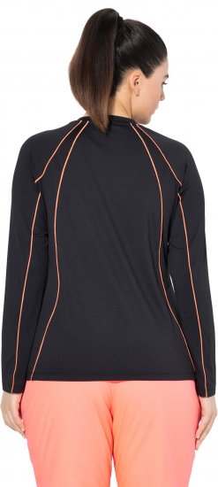 Ulla Popken UPF 50+ Contrast Piping Long Sleeve Tee Black - Painetut T-paidat naisille - 