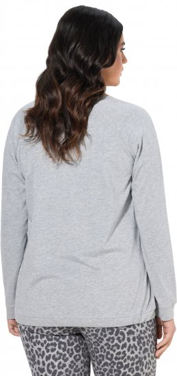 Ulla Popken Magic Feeling Long Sleeve Graphic Tee Light Grey Melange - Painetut T-paidat naisille - 