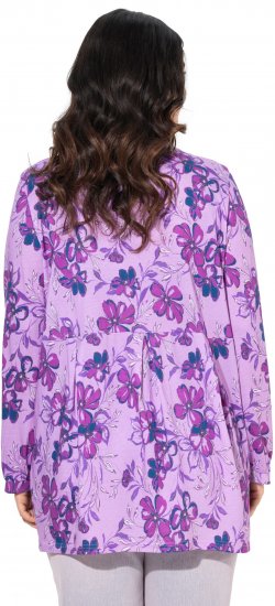Ulla Popken Allover Printed Pleated Long Sleeve Tee Lavender - Painetut T-paidat naisille - 