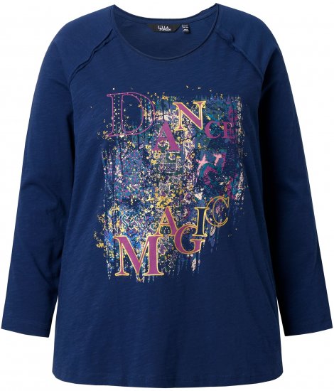 Ulla Popken Inverted Seam Long Sleeve Graphic Tee Ink Blue - T-paidat - 