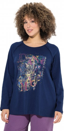 Ulla Popken Inverted Seam Long Sleeve Graphic Tee Ink Blue - T-paidat - 