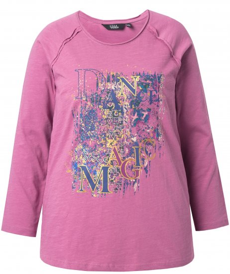 Ulla Popken Inverted Seam Long Sleeve Graphic Tee Dark Rose - Painetut T-paidat naisille - 