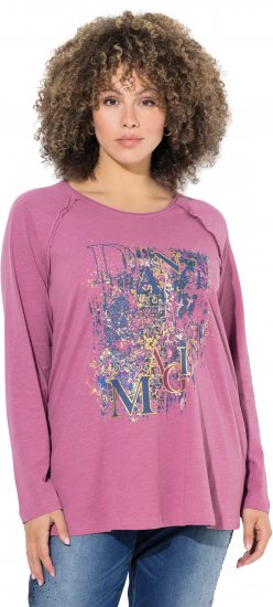 Ulla Popken Inverted Seam Long Sleeve Graphic Tee Dark Rose - Painetut T-paidat naisille - 
