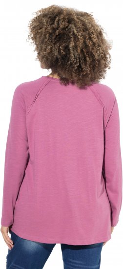 Ulla Popken Inverted Seam Long Sleeve Graphic Tee Dark Rose - Painetut T-paidat naisille - 