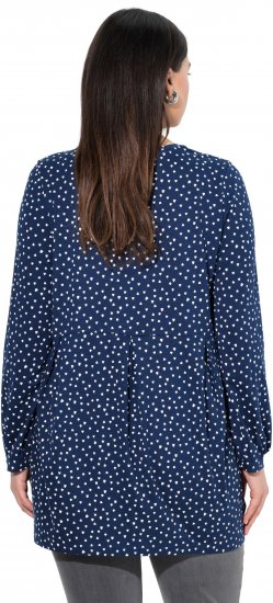 Ulla Popken Pleated Confetti Print Long Sleeve Tee Ink Blue - Painetut T-paidat naisille - 