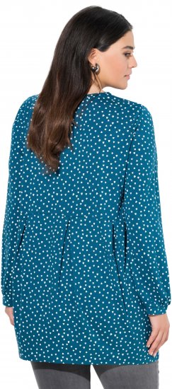 Ulla Popken Pleated Confetti Print Long Sleeve Tee Teal - Painetut T-paidat naisille - 