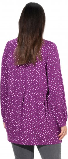 Ulla Popken Pleated Confetti Print Long Sleeve Tee Light Plum - Painetut T-paidat naisille - 