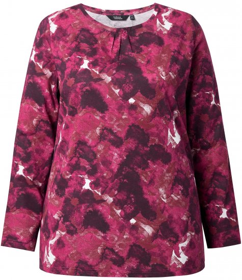 Ulla Popken Abstract Print Long Sleeve Tee Dark Ruby - Painetut T-paidat naisille - 