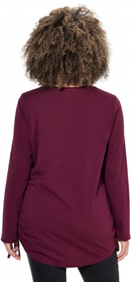 Ulla Popken Your Story Sequined Long Sleeve Tunic Tee Dark Ruby - Painetut T-paidat naisille - 