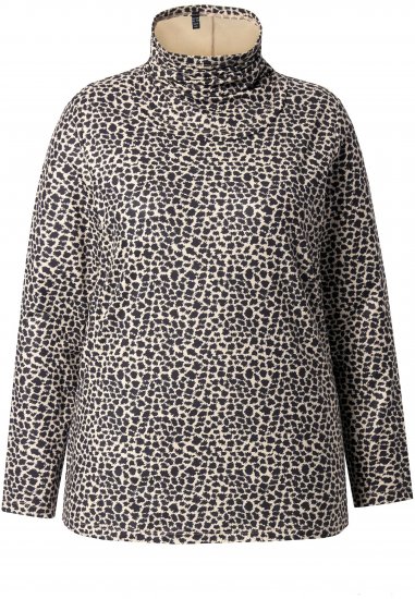 Ulla Popken Leopard Print Long Sleeve Ski Tee Black - Painetut T-paidat naisille - 