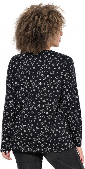 Ulla Popken Allover Printed Long Sleeve Tee Black - Painetut T-paidat naisille - 
