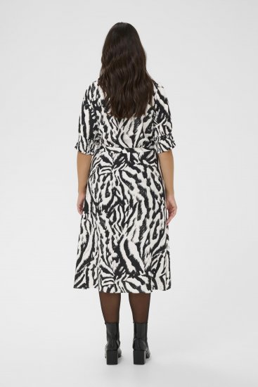 Kaffe Curve Alia Shirt Dress Black Chalk Animal - Midimekot - 