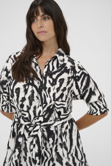 Kaffe Curve Alia Shirt Dress Black Chalk Animal - Midimekot - 