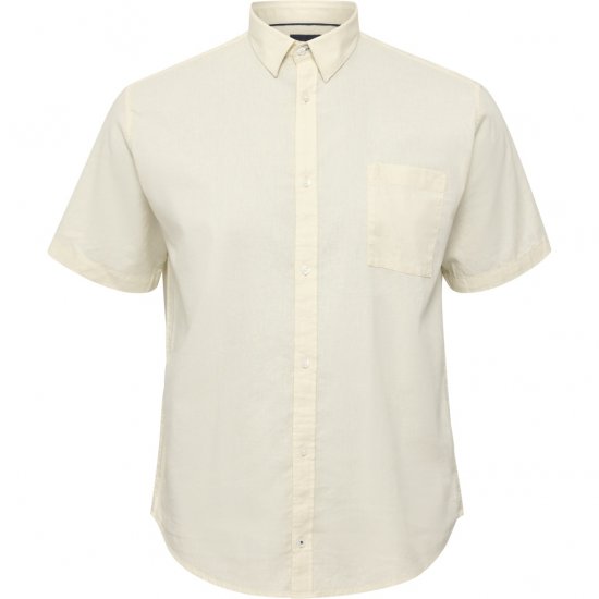 North Latitude Shirt Linen Cotton Short Sleeve Off-White - Kauluspaidat - Miesten isot kauluspaidat 2XL – 8XL