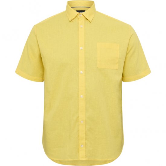 North Latitude Shirt Linen Cotton Short Sleeve Yellow - Kauluspaidat - Miesten isot kauluspaidat 2XL – 8XL