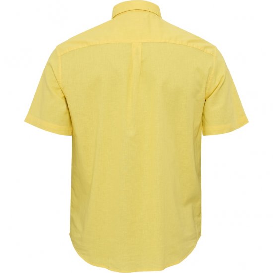 North Latitude Shirt Linen Cotton Short Sleeve Yellow - Kauluspaidat - Miesten isot kauluspaidat 2XL – 8XL