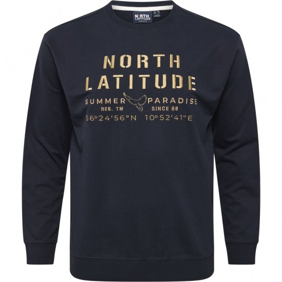 North Latitude Sweatshirt Navy - Hupparit ja collegepaidat - Miesten hupparit ja collegepaidat isot koot