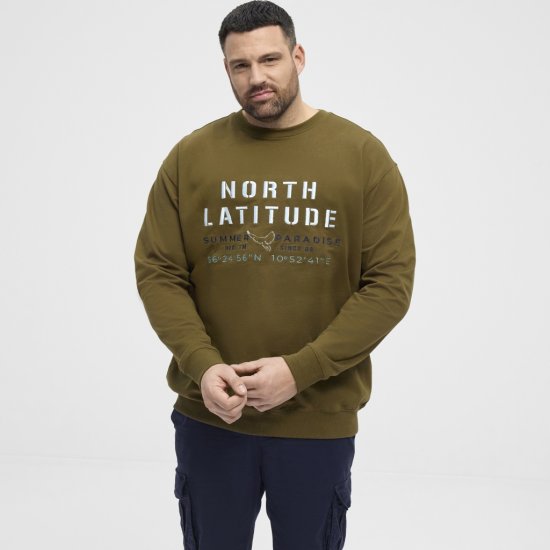 North Latitude Sweatshirt Army Green - Hupparit ja collegepaidat - Miesten hupparit ja collegepaidat isot koot