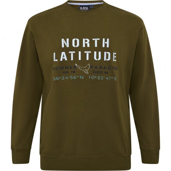 North Latitude Sweatshirt Army Green - Hupparit ja collegepaidat - Miesten hupparit ja collegepaidat isot koot