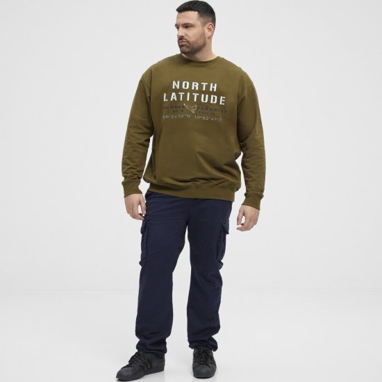 North Latitude Sweatshirt Army Green TALL - MIESTEN VAATTEET MT-6XLT - Pitkien miesten vaatteet