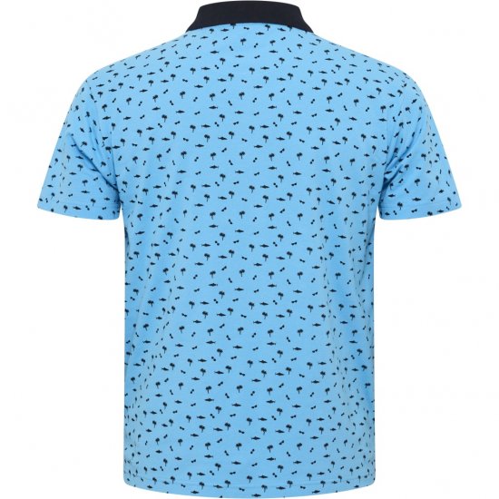 North Latitude Polo Pique Printed Turquoise - Pikeepaidat - Miesten isot pikeepaidat