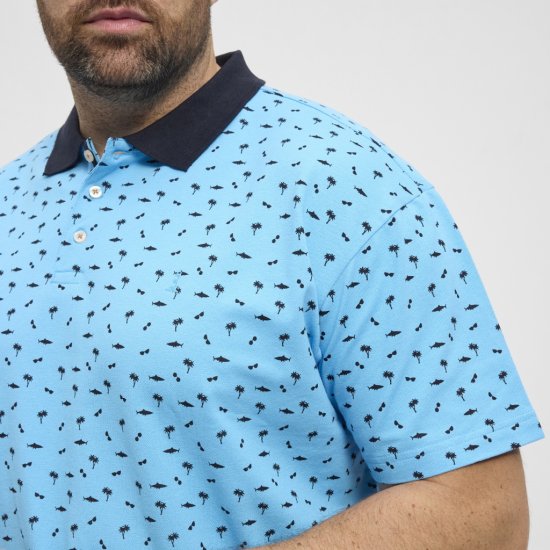 North Latitude Polo Pique Printed Turquoise - Pikeepaidat - Miesten isot pikeepaidat