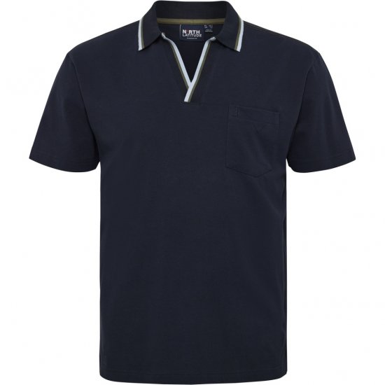North Latitude Polo Pique V-Neck Navy - Pikeepaidat - Miesten isot pikeepaidat