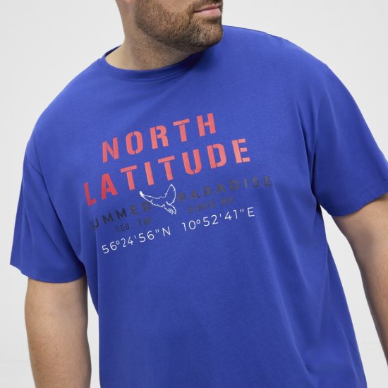 North Latitude T-shirt Printed Short Sleeve Blue - T-paidat - Isot T-paidat 2XL – 14XL