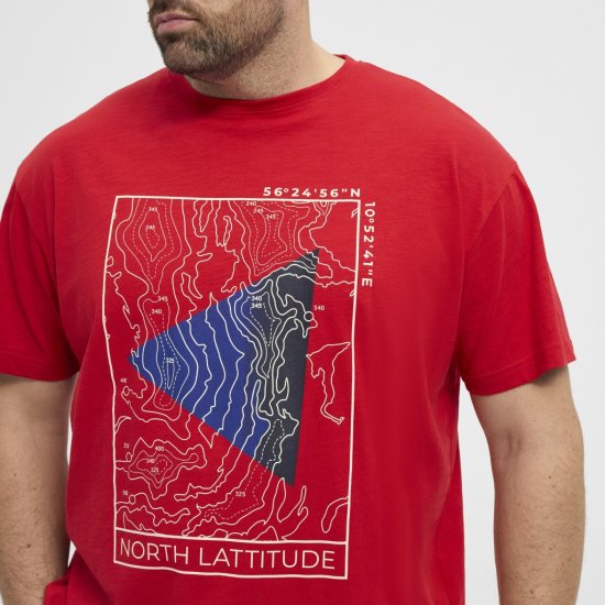 North Latitude T-Shirt Printed Short Sleeve Red - T-paidat - Isot T-paidat 2XL – 14XL