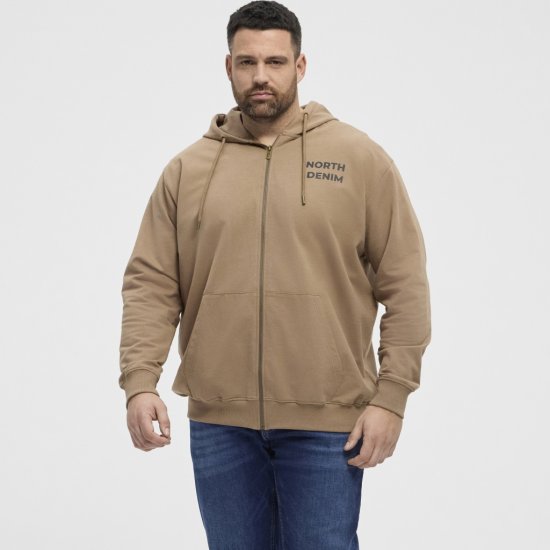 North Latitude Hoodie with Zipper Dark Sand TALL - TALL collegepaidat - 