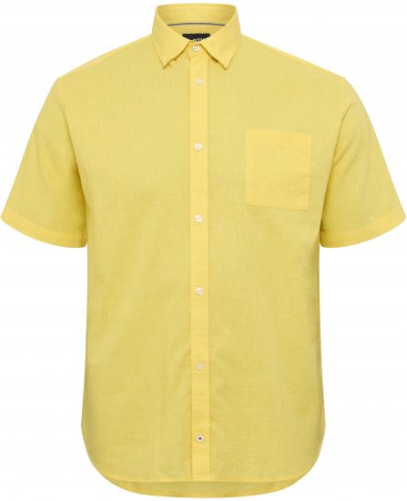 North Latitude Shirt Linen Cotton Short Sleeve TALL Yellow - MIESTEN VAATTEET MT-6XLT - Pitkien miesten vaatteet