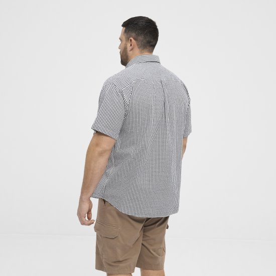 North Latitude Shirt Short Sleeve Checked Grey - Kauluspaidat - Miesten isot kauluspaidat 2XL – 8XL