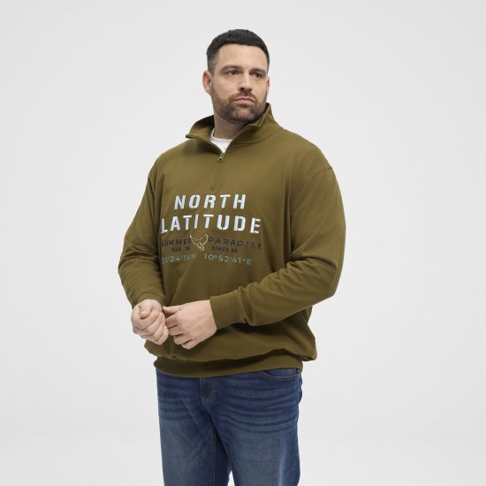 North Latitude Sweatshirt Half-Zip Green - Hupparit ja collegepaidat - Miesten hupparit ja collegepaidat isot koot