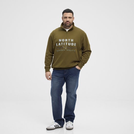 North Latitude Sweatshirt Half-Zip Green - Hupparit ja collegepaidat - Miesten hupparit ja collegepaidat isot koot