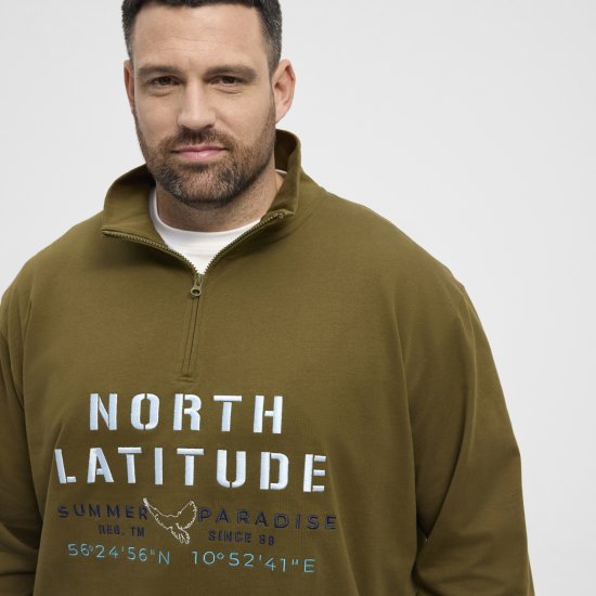 North Latitude Sweatshirt Half-Zip Green - Hupparit ja collegepaidat - Miesten hupparit ja collegepaidat isot koot