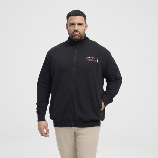 North Latitude Sweatshirt Cardigan Black - Hupparit ja collegepaidat - Miesten hupparit ja collegepaidat isot koot