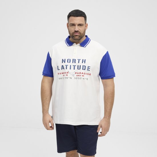 North Latitude Polo Short Sleeve Blue And White - Pikeepaidat - Miesten isot pikeepaidat
