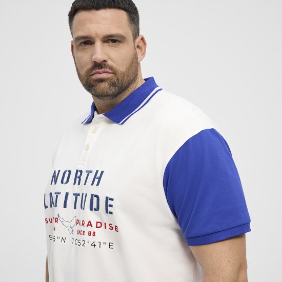 North Latitude Polo Short Sleeve Blue And White - Pikeepaidat - Miesten isot pikeepaidat