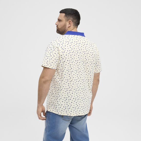 North Latitude Polo Pique Printed Off-White - Pikeepaidat - Miesten isot pikeepaidat