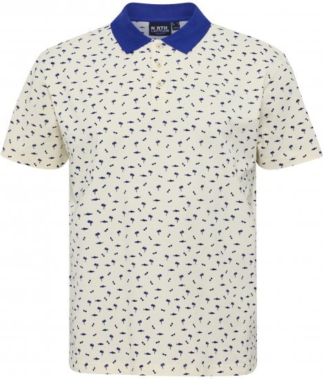 North Latitude Polo Pique Printed Off-White TALL - MIESTEN VAATTEET MT-6XLT - Pitkien miesten vaatteet