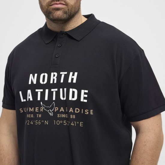 North Latitude Polo Pique Short Sleeve Black - Pikeepaidat - Miesten isot pikeepaidat