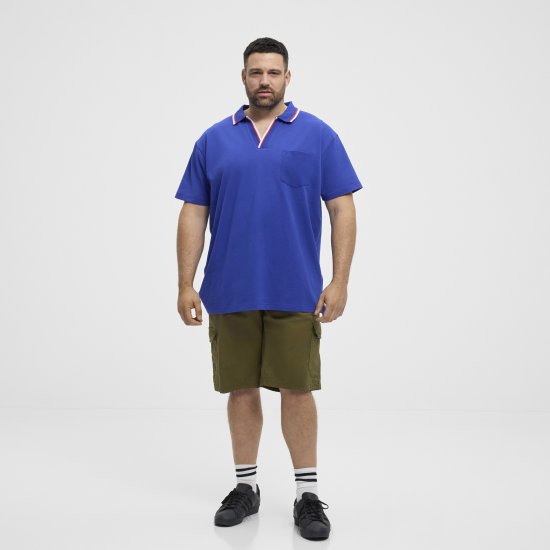 North Latitude Polo Pique V-Neck Blue - Pikeepaidat - Miesten isot pikeepaidat