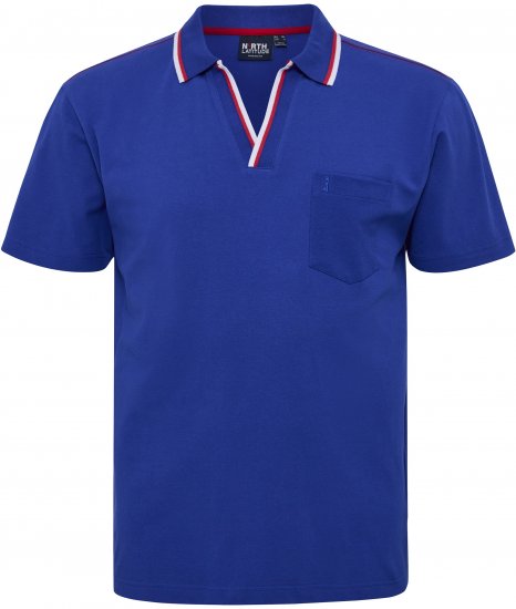 North Latitude Polo Pique V-Neck Blue - Pikeepaidat - Miesten isot pikeepaidat