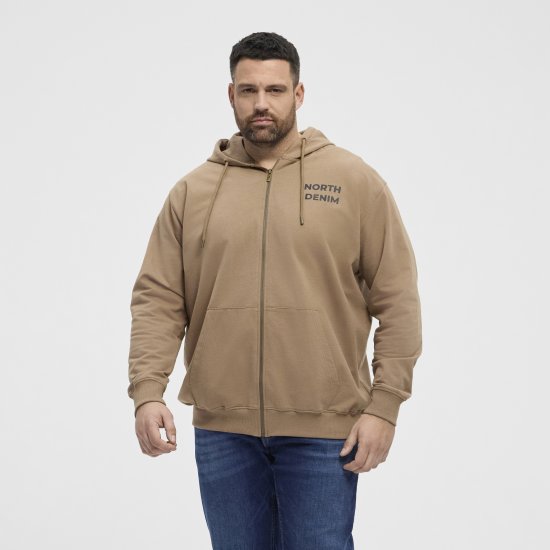 North Latitude Hoodie with Zipper Dark Sand - Hupparit ja collegepaidat - Miesten hupparit ja collegepaidat isot koot