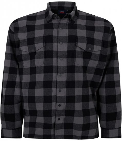 Espionage SH423 Checked Overshirt Black/Charcoal - Kauluspaidat - Miesten isot kauluspaidat 2XL – 8XL