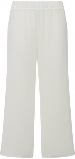 Ulla Popken Layered Chiffon Wide Leg Pants White - Naisten farkut ja housut isot koot - 
