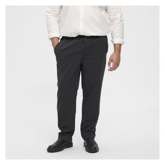 North Latitude Dress Pants Elastic Waist Dark Grey Melange - Miesten housut isot koot - Isojen miesten housut