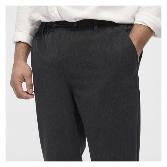 North Latitude Dress Pants Elastic Waist Dark Grey Melange - Miesten housut isot koot - Isojen miesten housut