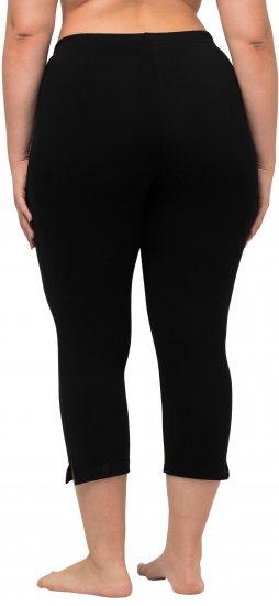Ulla Popken Basic Stretch Knit Capris Black - Naisten farkut ja housut isot koot - 